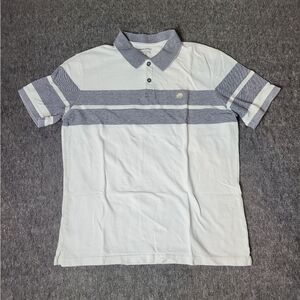 Banana Republic Men's Polo Shirt Size L Elephant Logo Short Sleeve Gray White